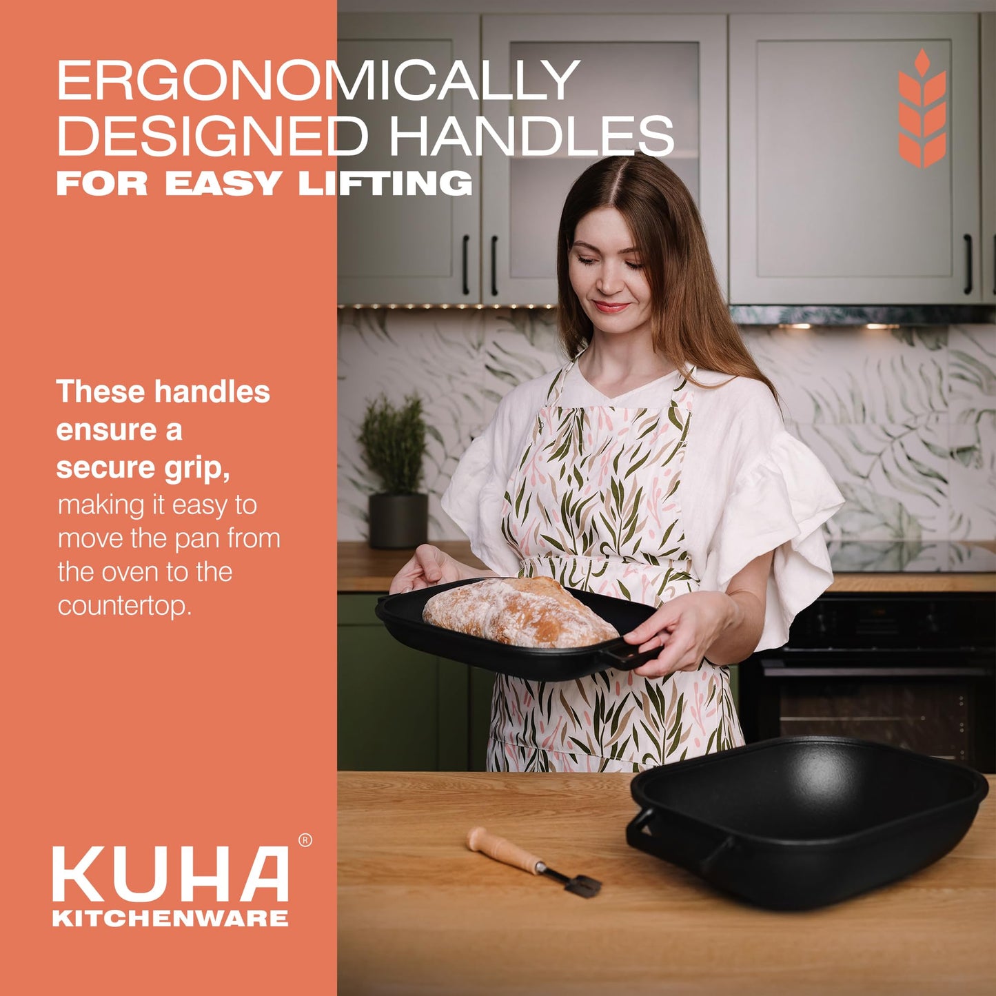 KUHA Cast Iron Bread Pan with Lid + Bread Lame - Black Heavy Duty Cast Iron Loaf Pan for Homemade Breadmaking - Pre-seasoned Bread Oven Cast Iron
