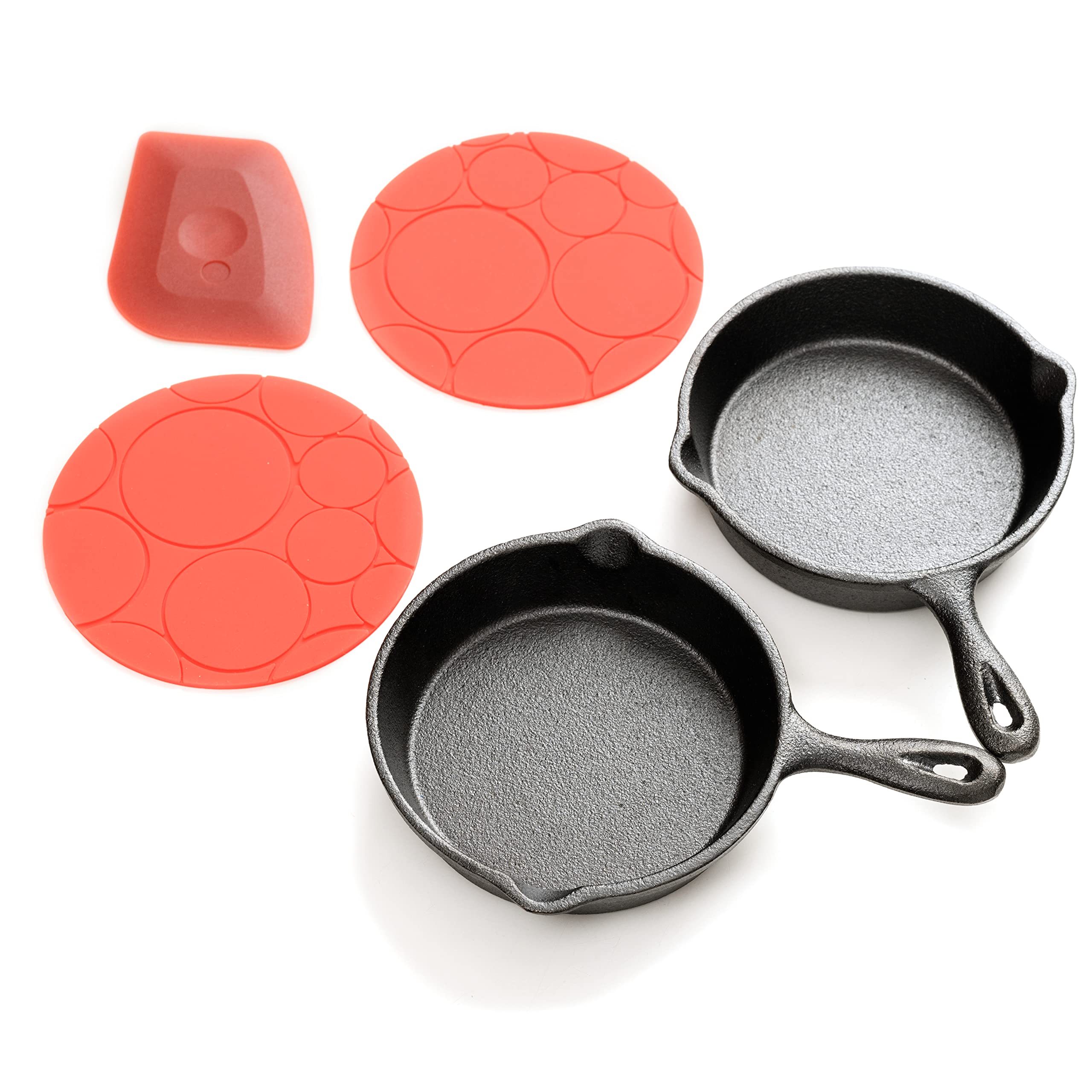 Hiceeden 4 Pack Mini Cast Iron Skillet, 4 Small Frying Pans with Double  Drip-Spouts for Stove, Oven, Grill Safe, Indoor and Outdoor Use, Non-stick