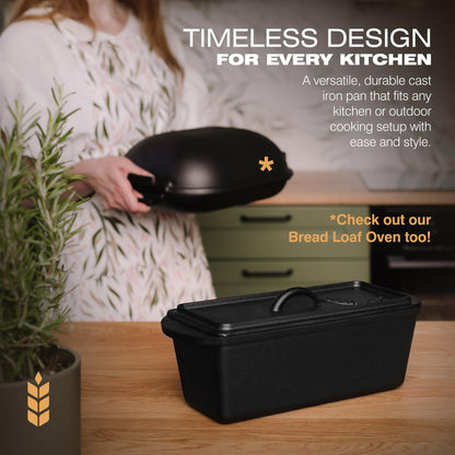 Cast Iron Bread Loaf Pan with Lid + Heat Resistant Gloves