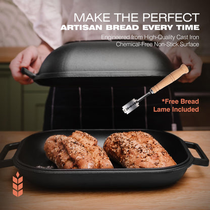 Cast Iron Bread Pan with Lid + Bread Lame