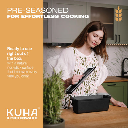 Cast Iron Bread Loaf Pan with Lid + Heat Resistant Gloves