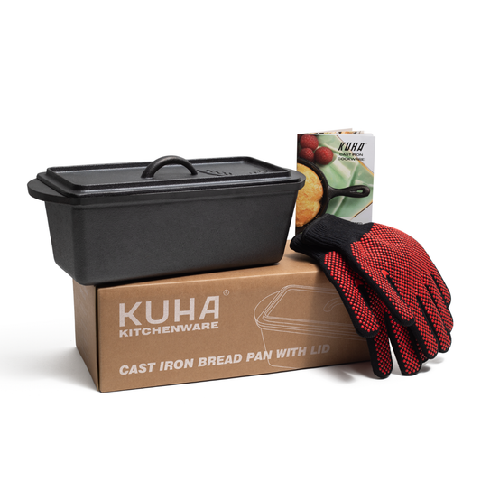 Cast Iron Bread Loaf Pan with Lid + Heat Resistant Gloves