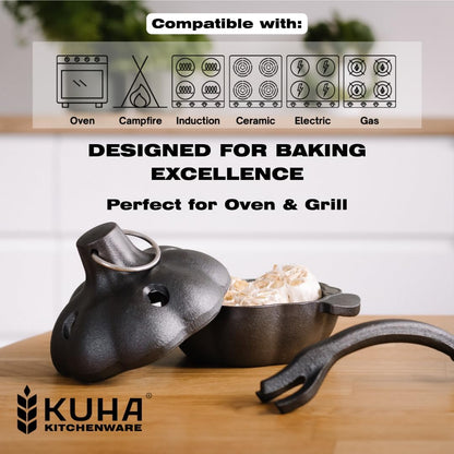 Cast Iron Garlic Roaster with Handle