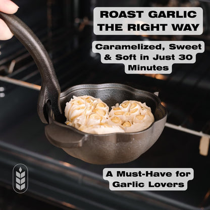 Cast Iron Garlic Roaster with Handle