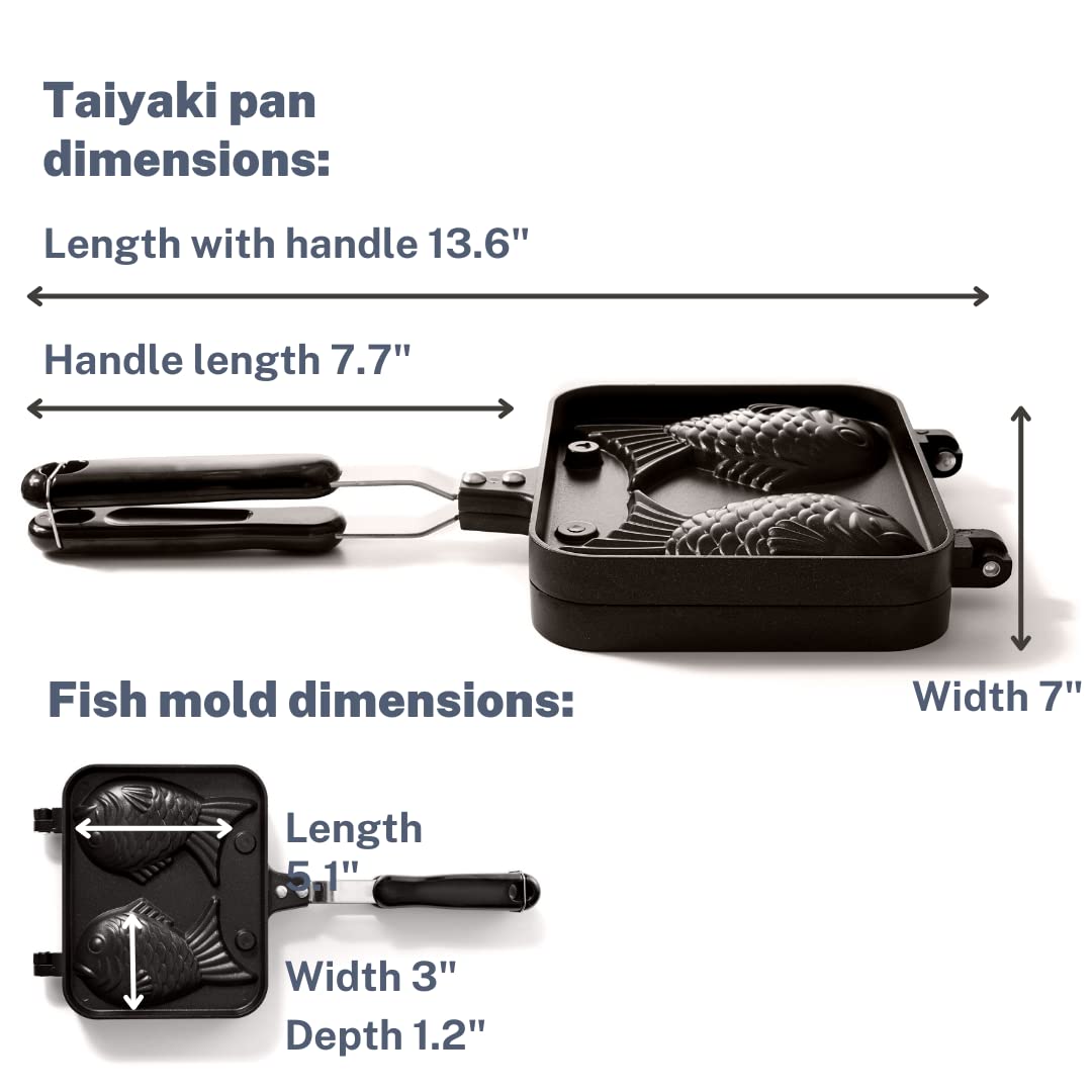 Taiyaki Pan - Fish Shaped Waffle Cake Maker - Comes with Silicone Oil Brush - by KUHA